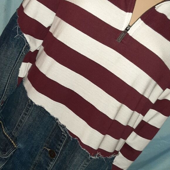 J. Crew Mercantile long sleeve denim and stripes - Picture 1 of 8